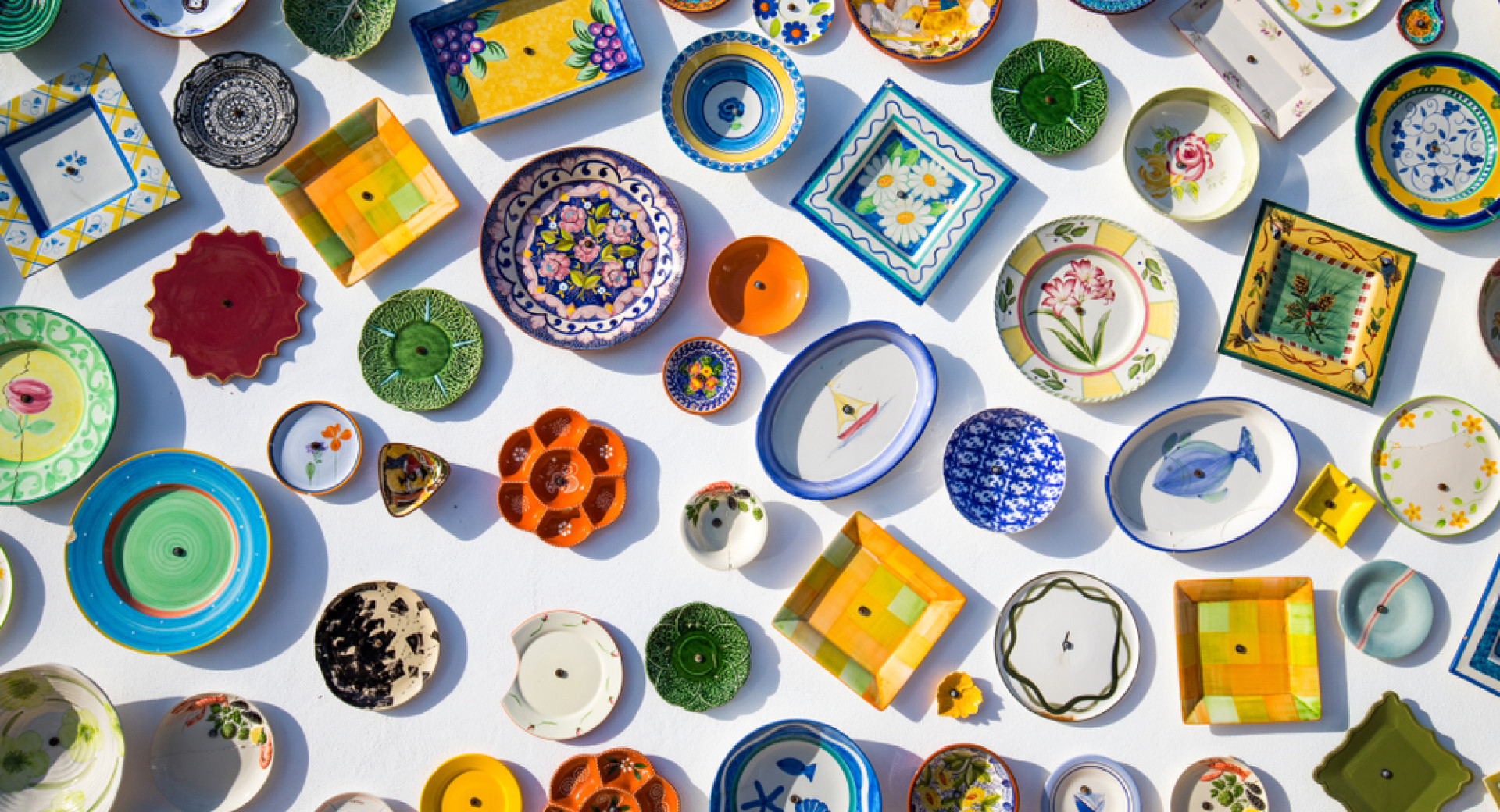 Colourful clay dishes.