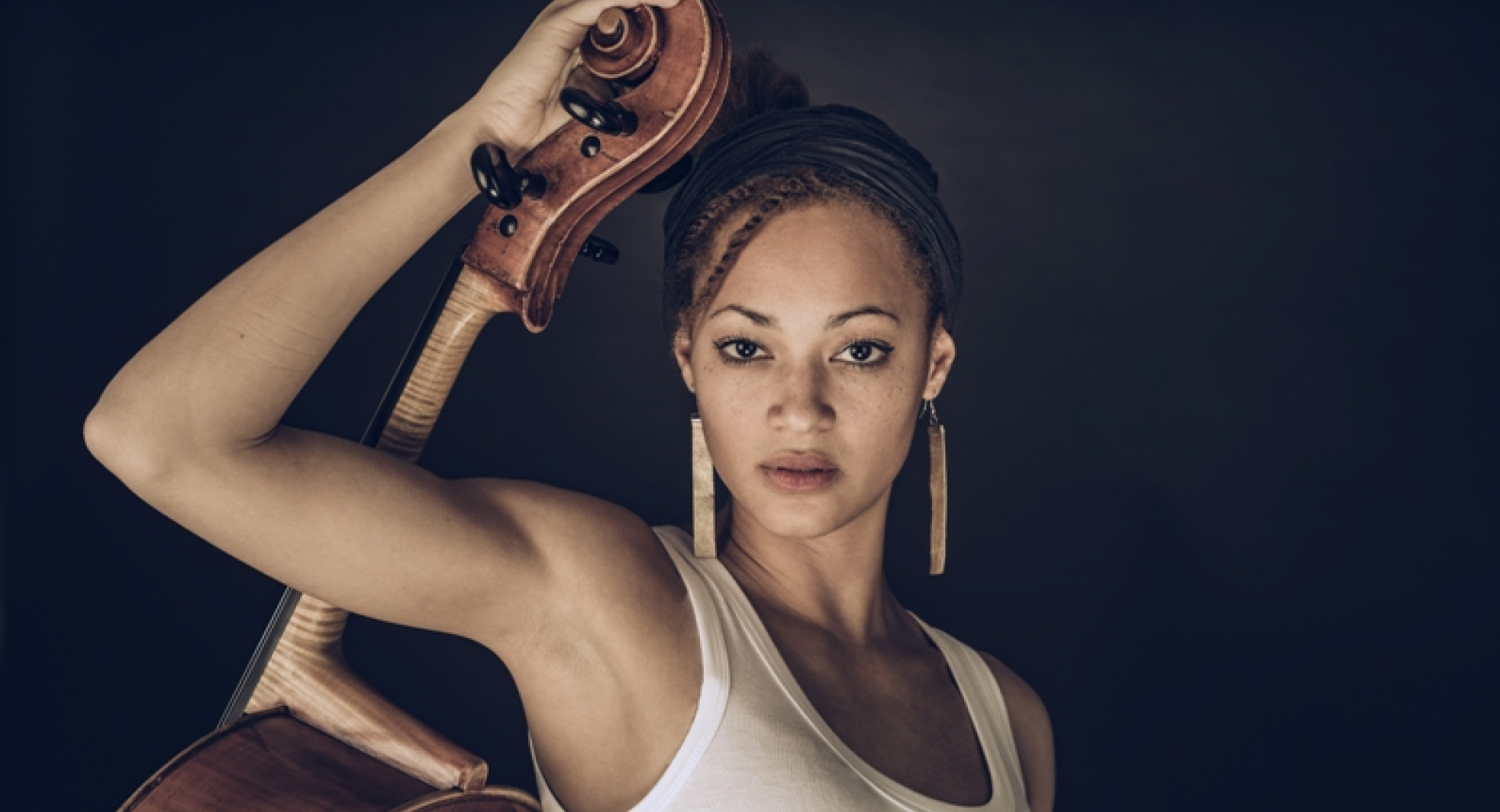 Woman holding cello