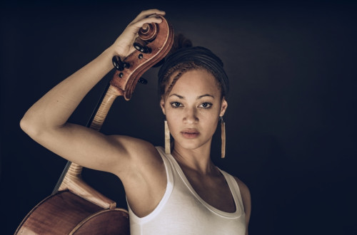 Woman holding cello