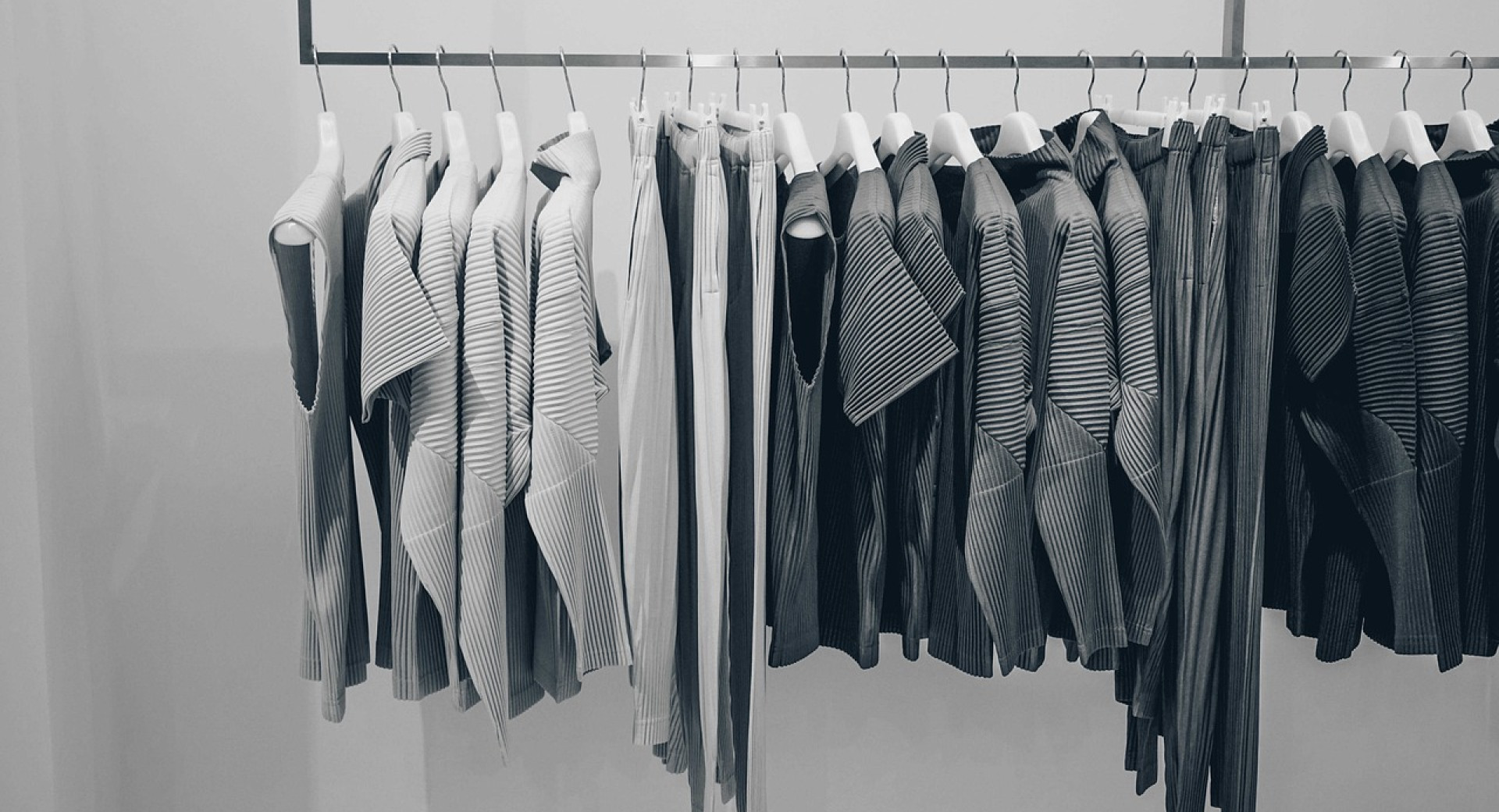 Displayed clothes on a rack.