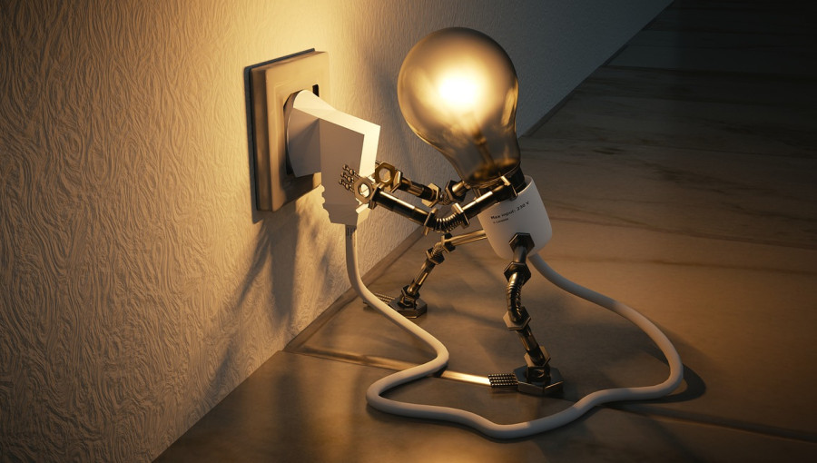  A light bulb in a socket.