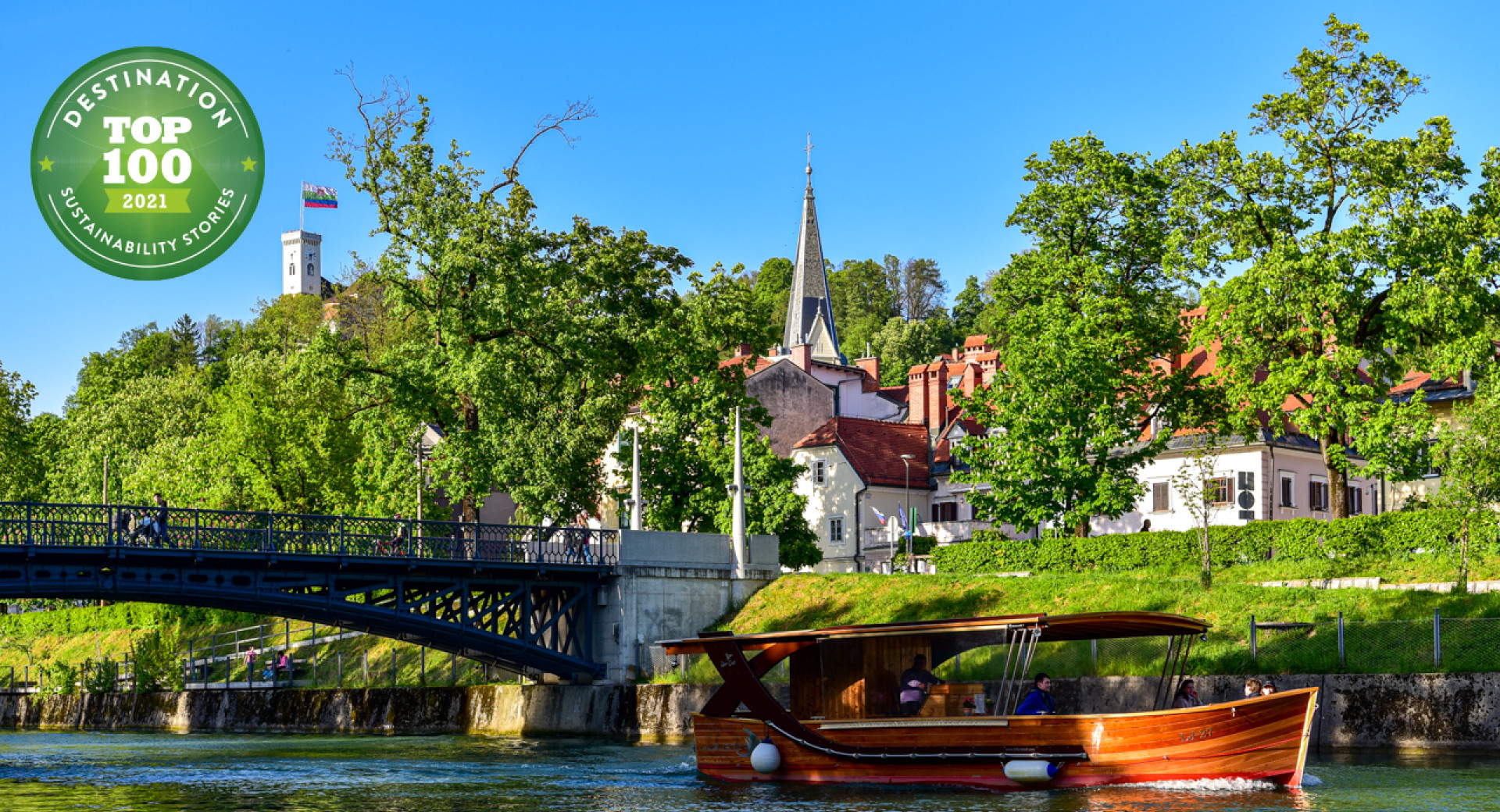TOP 100 Green Destinations Ladjica na Ljubljanici Ljubljanski grad 2019 Andrej Tarfila